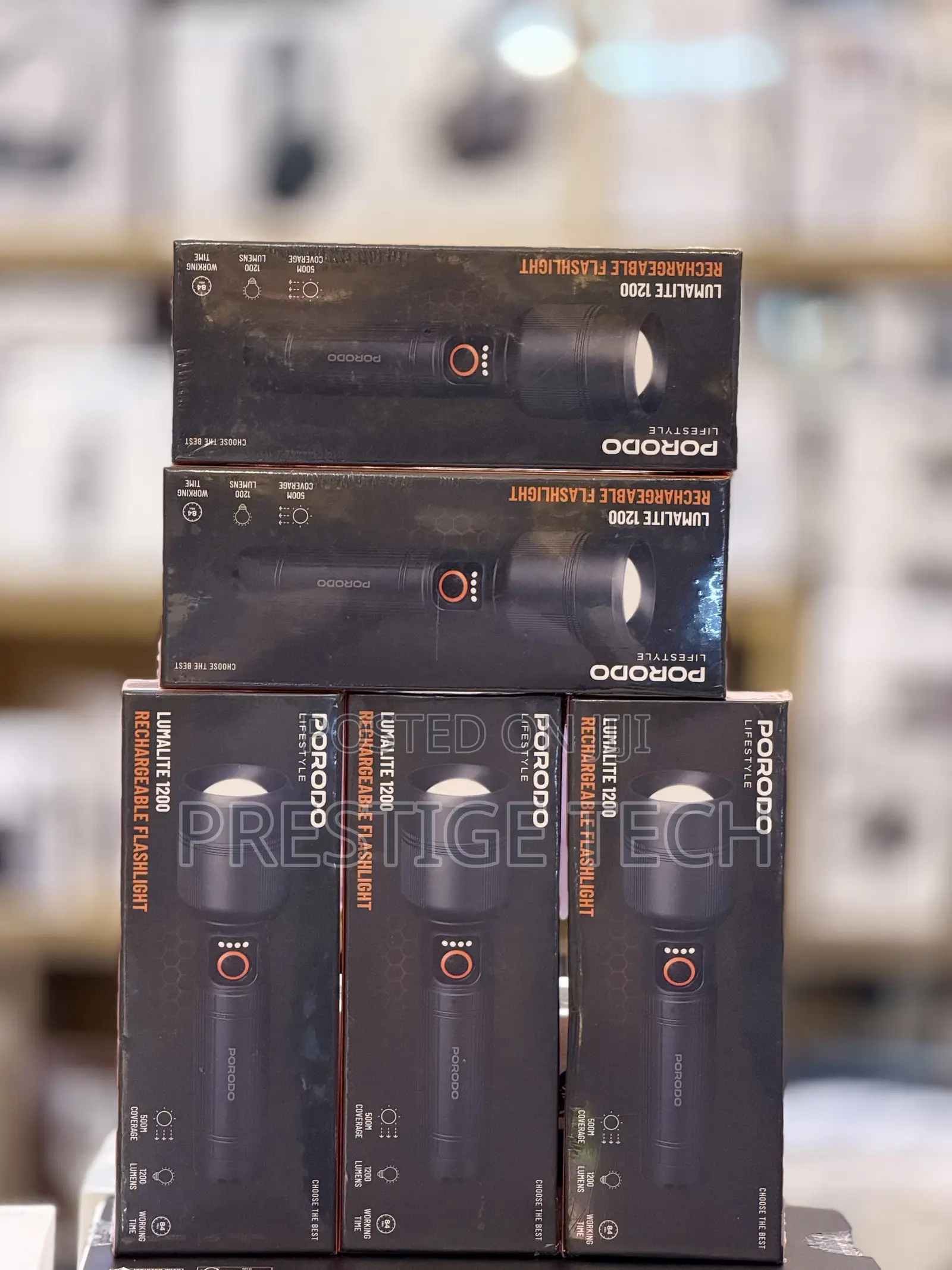 Porodo Lumalite 1200 Rechargeble Flashlight, IPX5, 500m Coverage, 1200