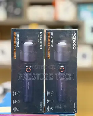 Porodo Lumalite 1200 Rechargeble Flashlight, IPX5, 500m Coverage, 1200