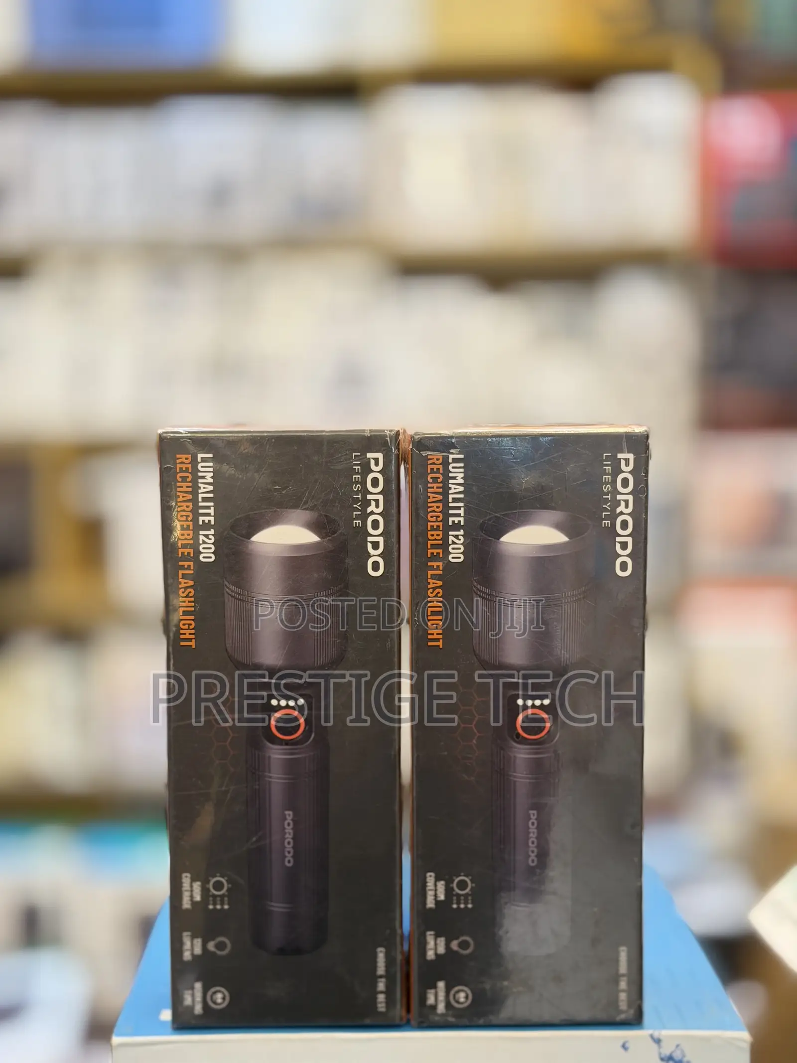 Porodo Lumalite 1200 Rechargeble Flashlight, IPX5, 500m Coverage, 1200