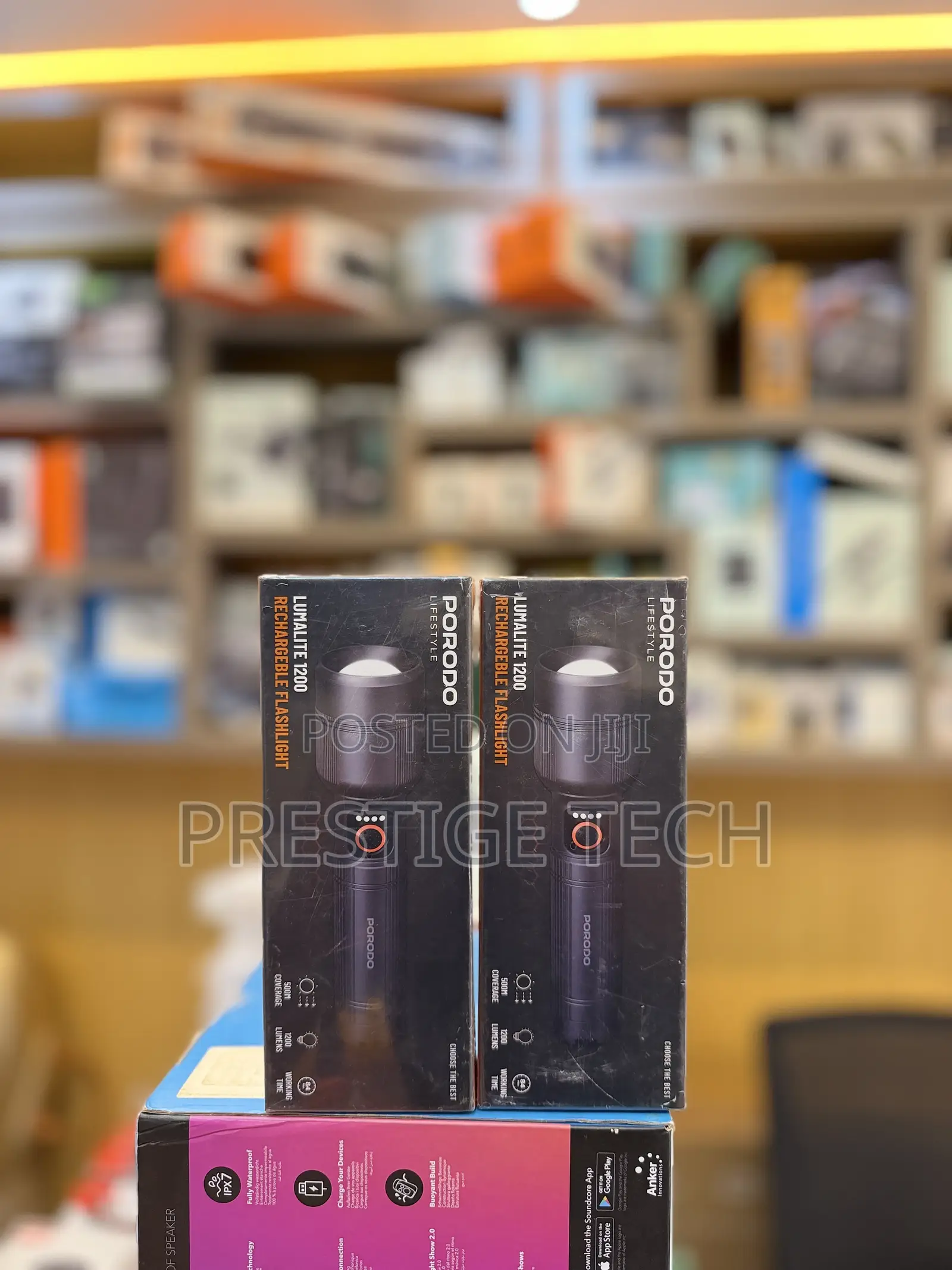 Porodo Lumalite 1200 Rechargeble Flashlight, IPX5, 500m Coverage, 1200