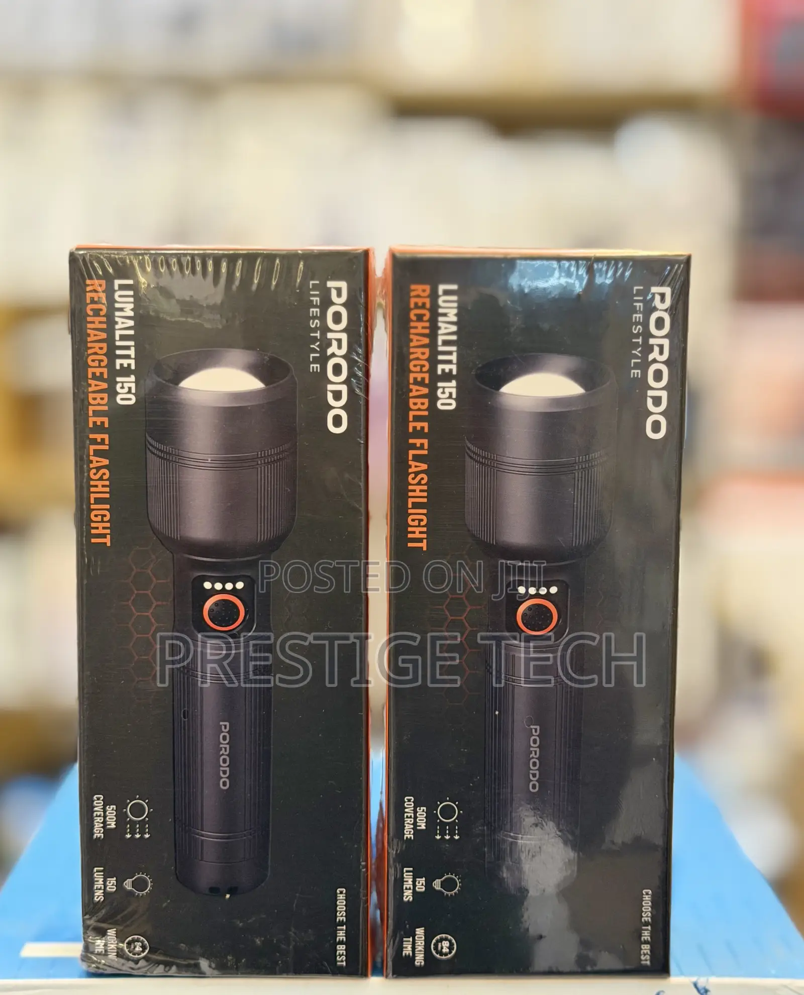 Porodo Lumalite 150 Rechargeble Flashlight Torch 30W, IPX5, 2000mah