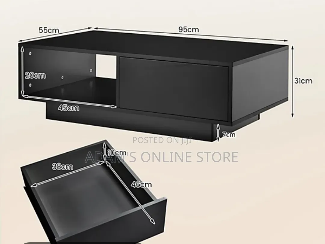 Black Center Table 60cm by 110cm Length in the Living Room