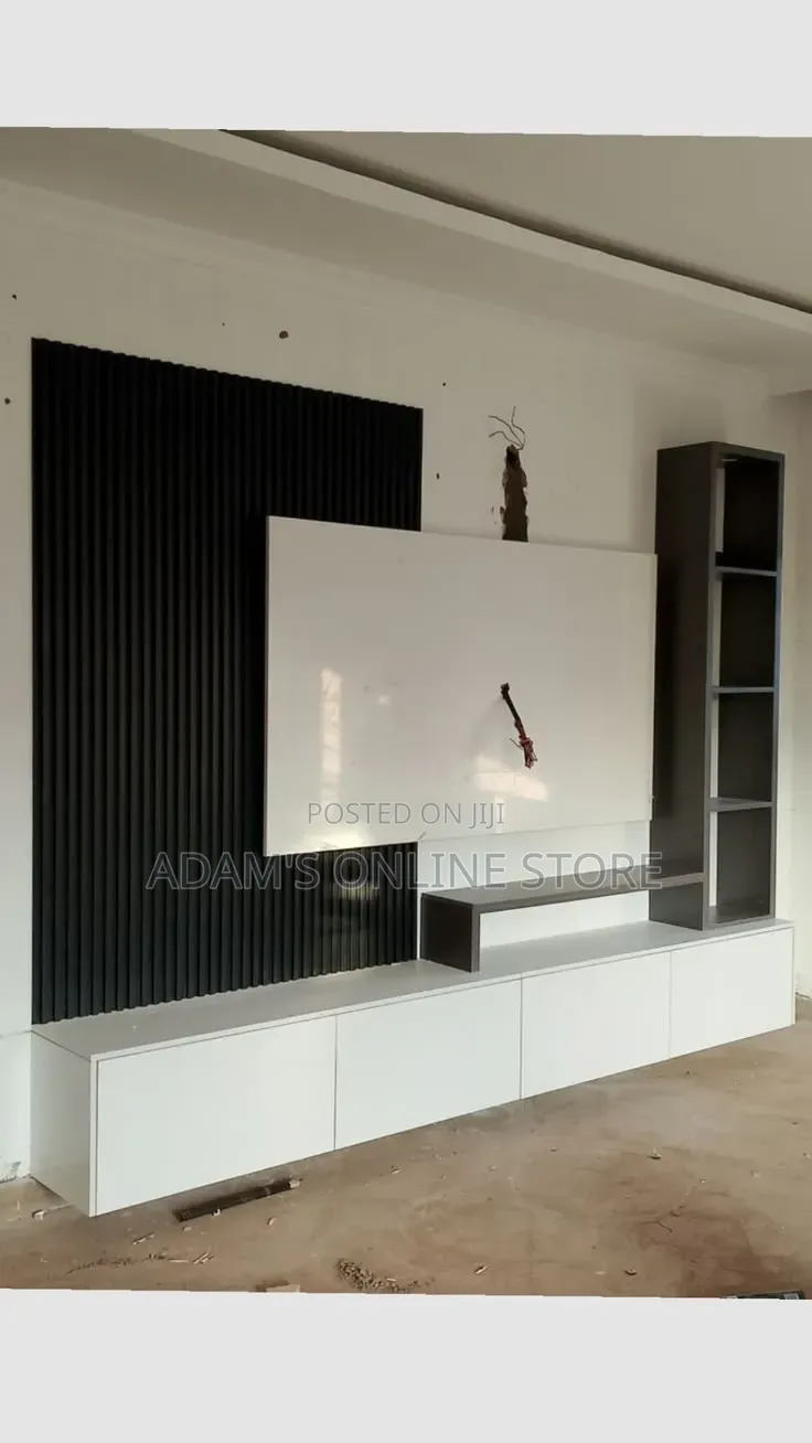 Wall Mount TV Stand Unit in Grey and White 10ft Length
