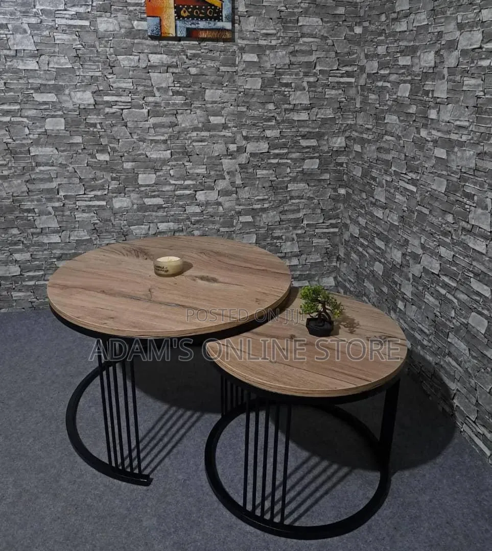 Metal Stool Center Table in Black and Brown