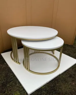 White and Gold Center Table Round for Sale