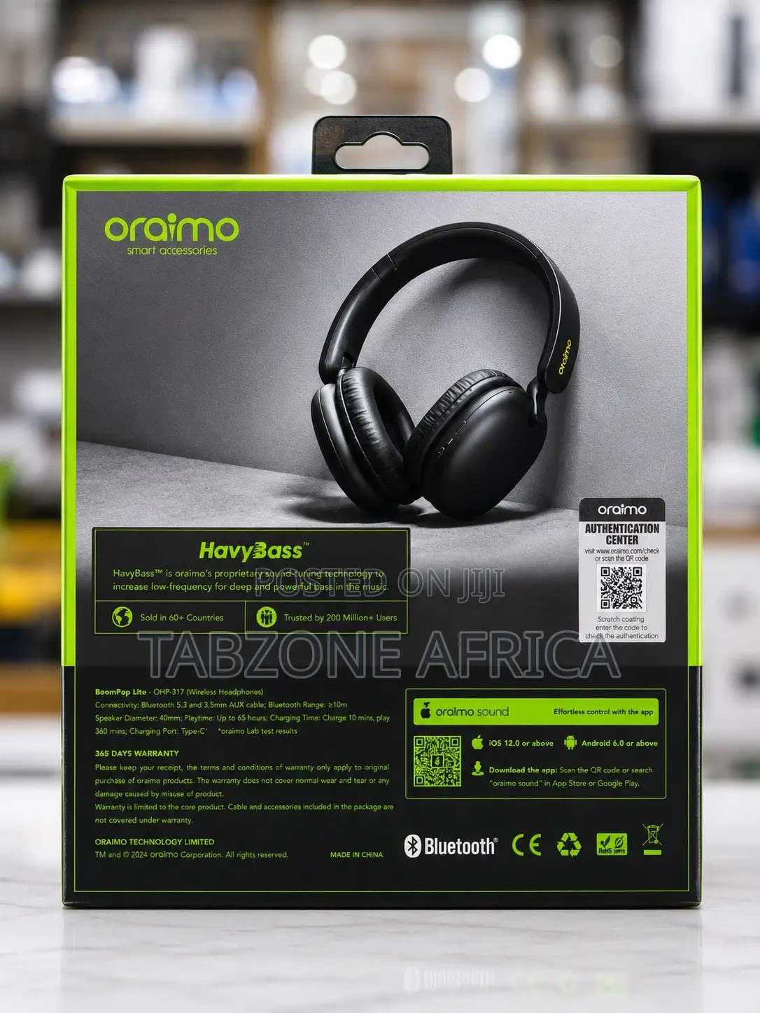 Oraimo BoomPop Lite Wireless Headphones 65H Bluetooth 5.3 Black
