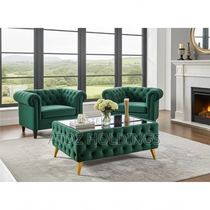 Rectangular Chesterfield Center Table Poufs Any Colour From 499,000/-