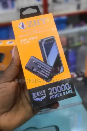 ZHY Power Bank 20000mah Ultra High Capacity With Inbuilt Cables