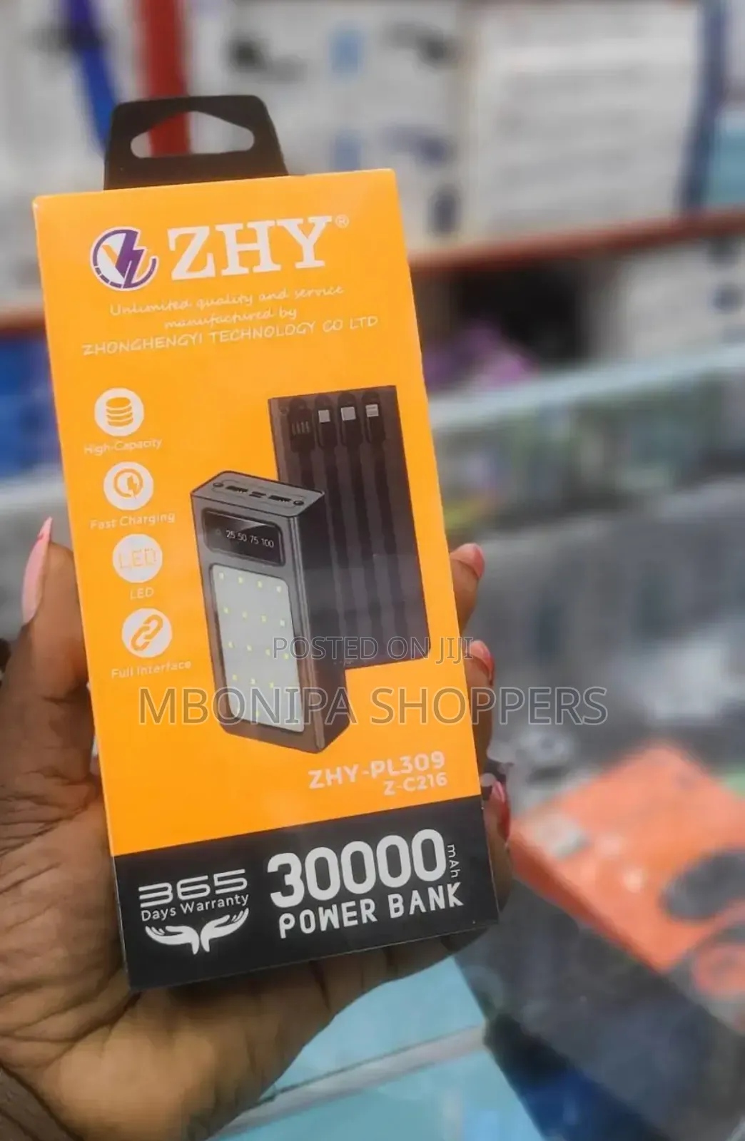 ZHY P09 Power Bank 20000mAh With 4 Charging Multi Cables