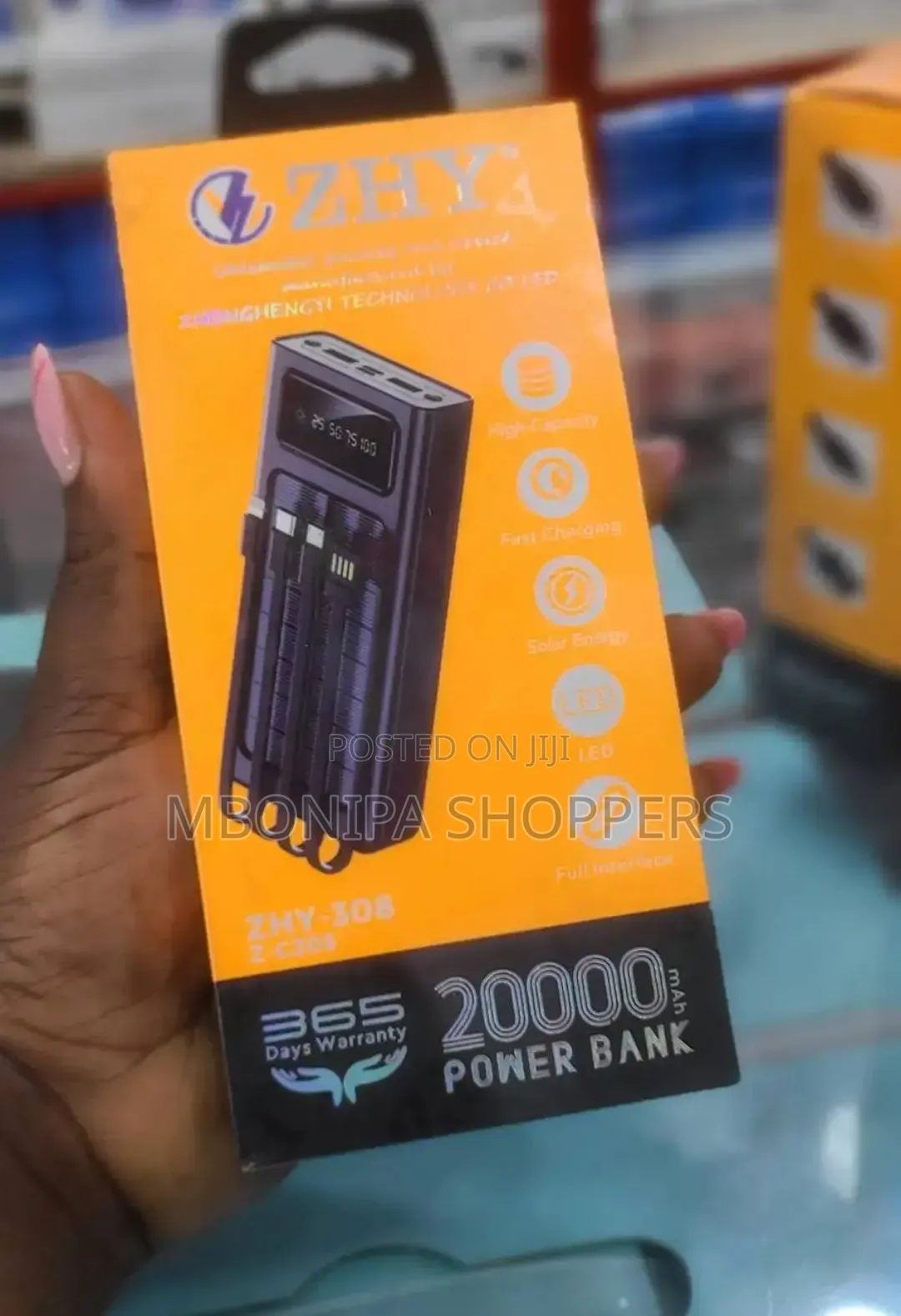 20000mAh Fast Charging 4 Way Powerbank With Light - Black Cream White