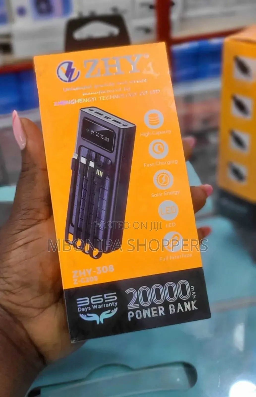 20000mAh Fast Charging 4 Way Powerbank With Light - Black Cream White