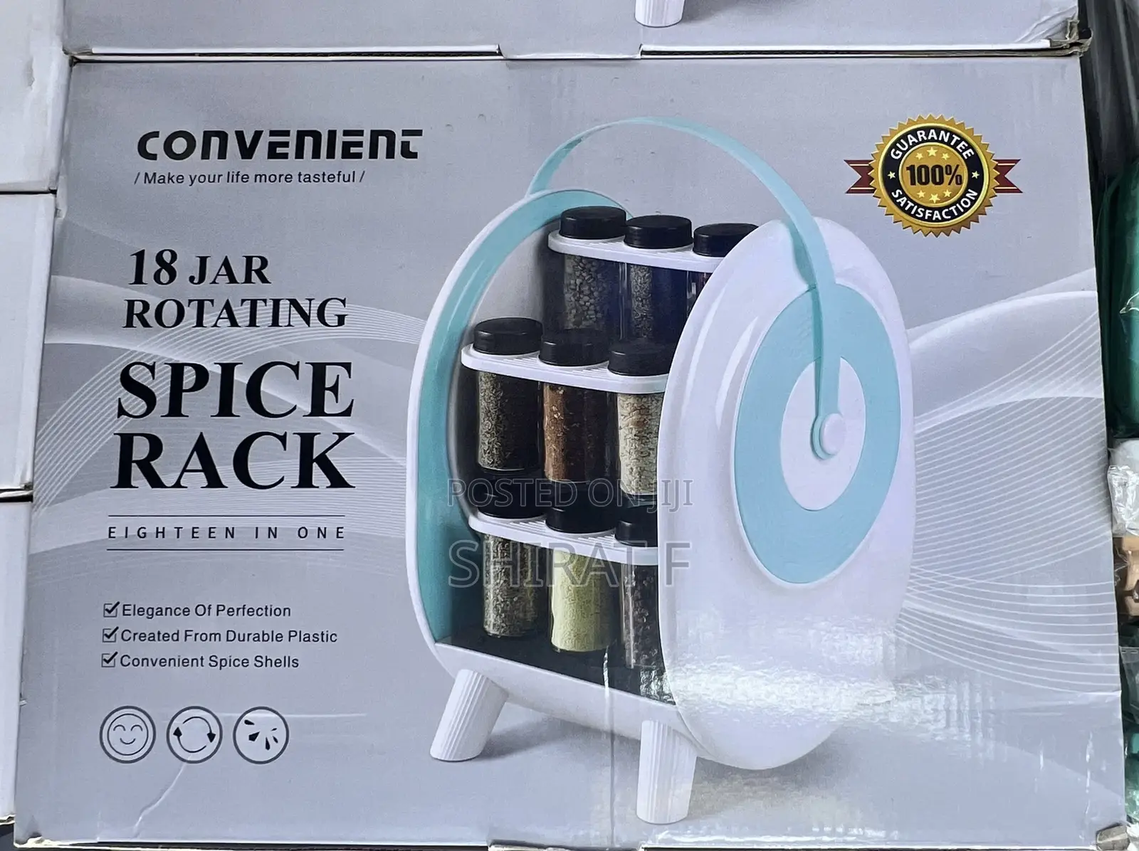 Convenient 18 Jar Rotating Spice Racker