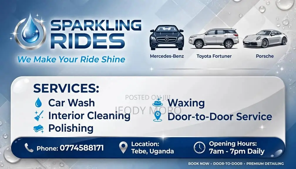 Sparkling Rides . Mobile Car Wash Entebbe -Come to You-
