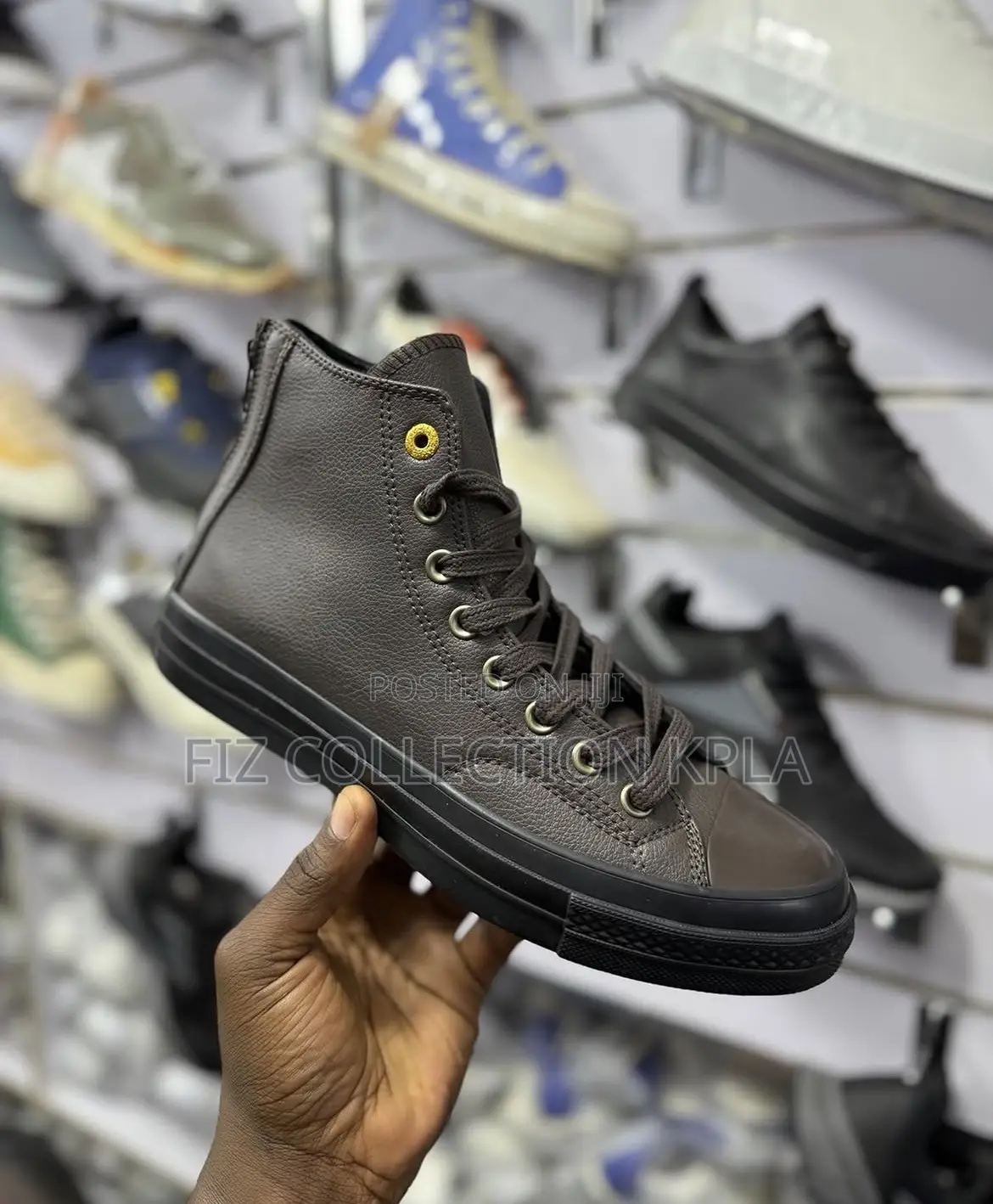 Original Converse Chuck 70 Dark Brown Leather Back Zip High Top