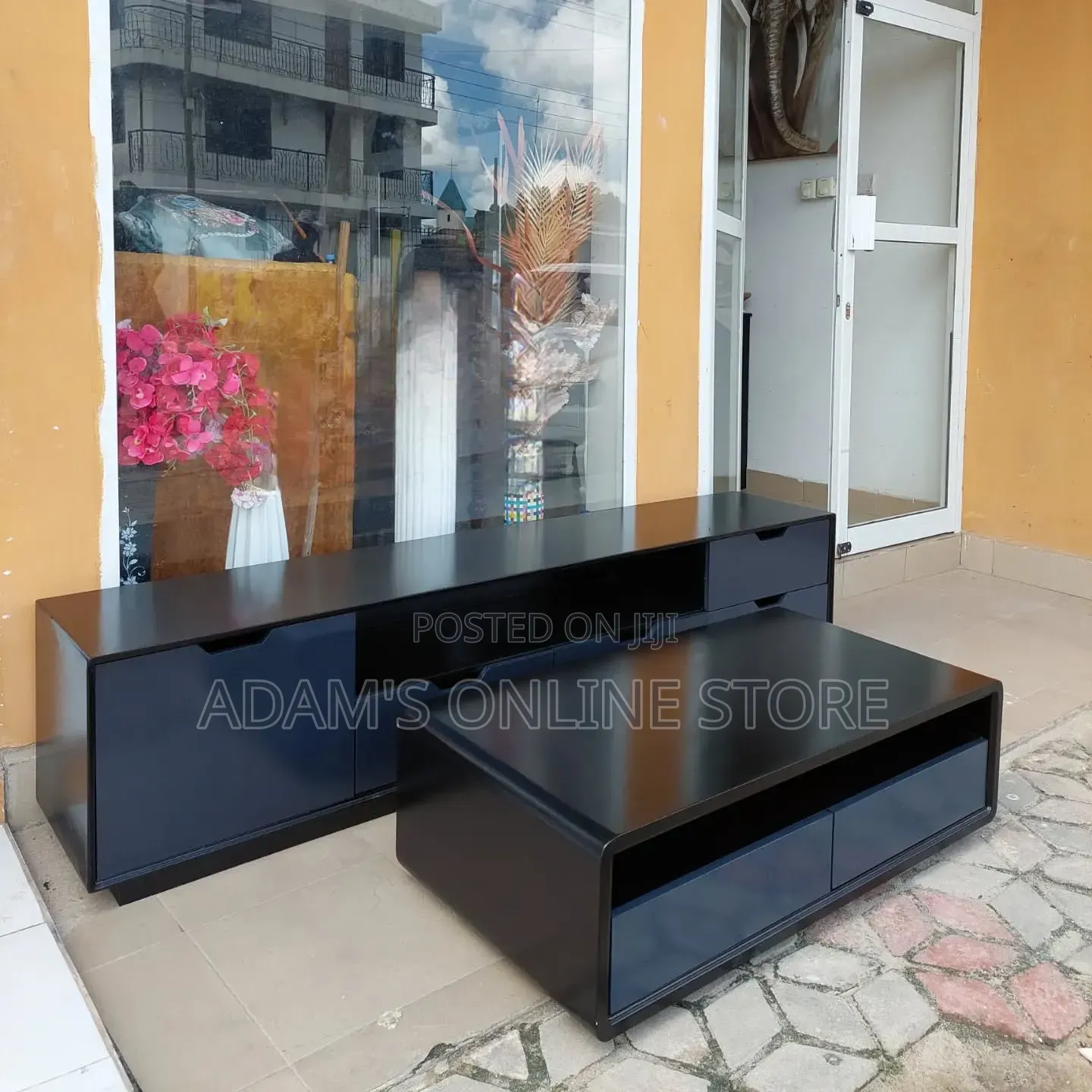 Grey and Black TV Stand and Center Table