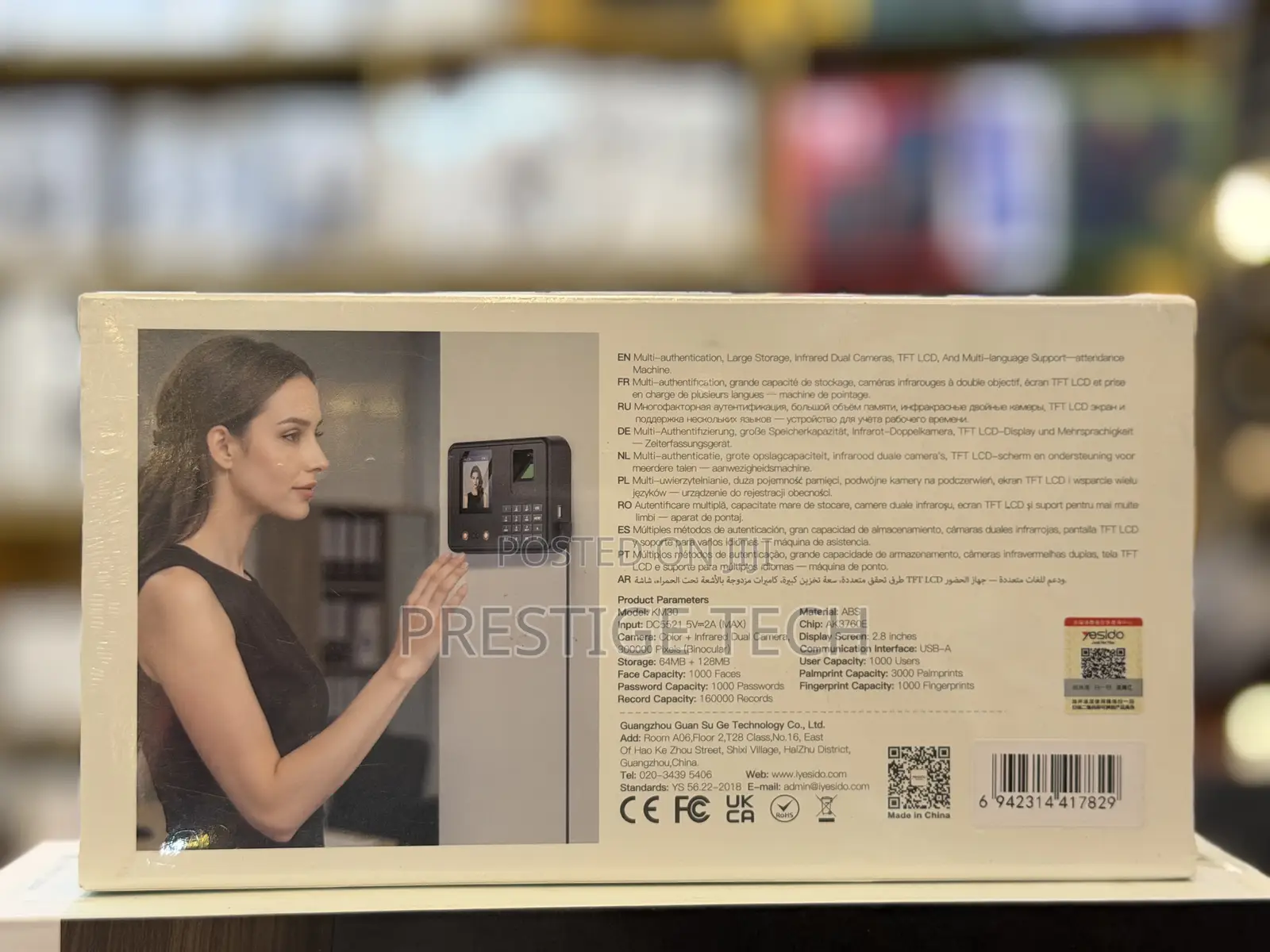 Yesido Attendance Machine - Face, Fingerprint, Palm, Card, Password