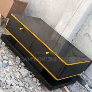 Black Glass Center Table With Gold 60cm/115cm Length