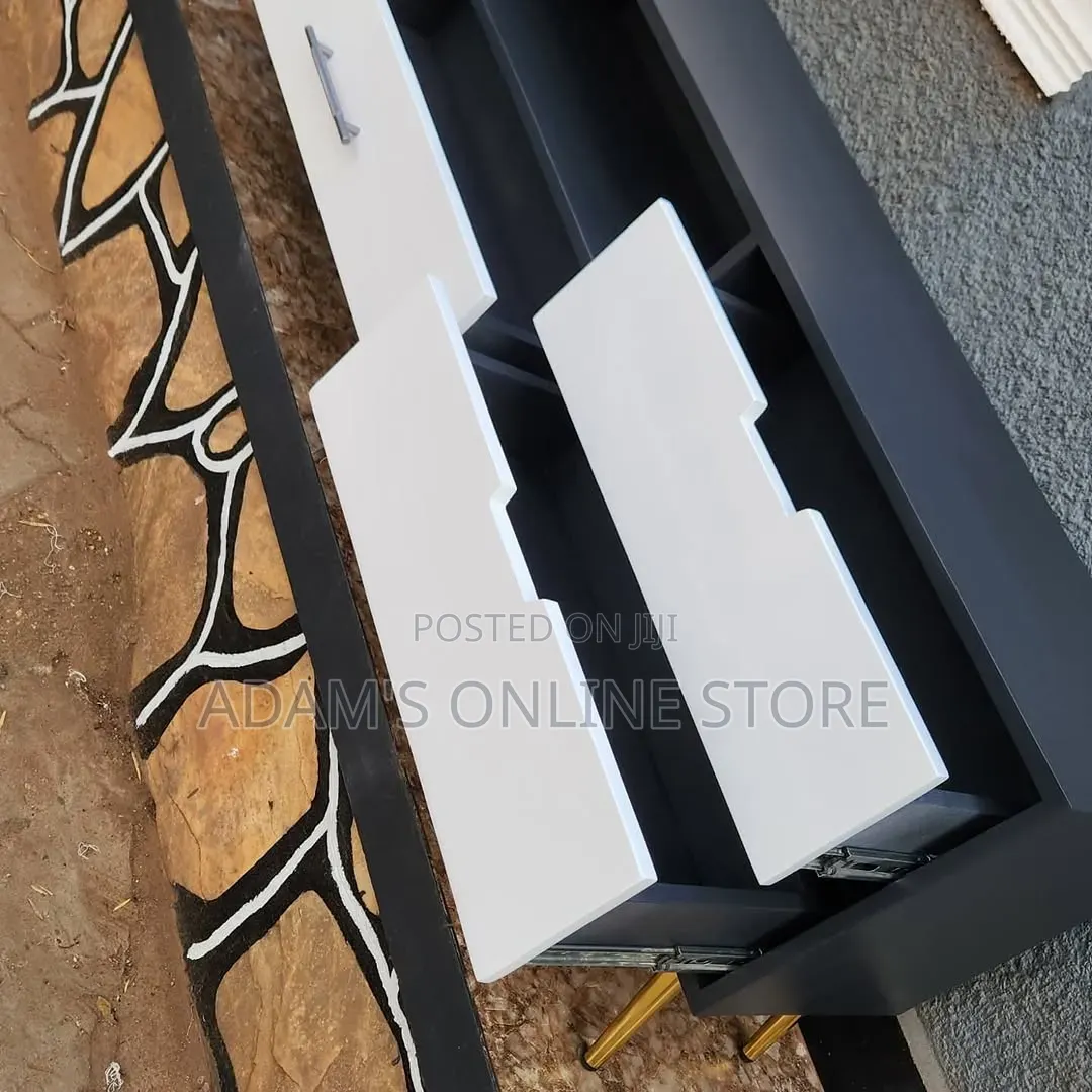 Black Glass Center Table With Gold 60cm/115cm Length