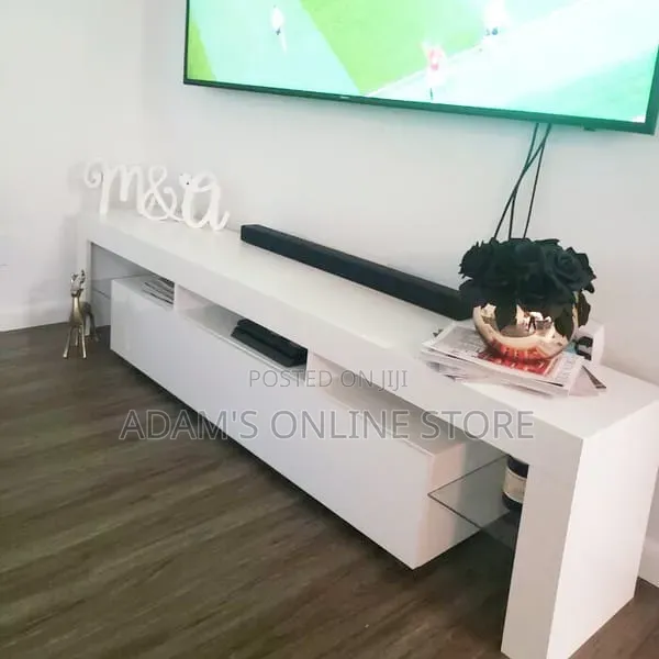 White Led Lights TV Stand Unit [180)cm Length