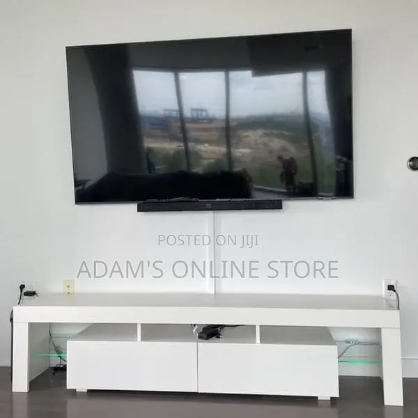 White Led Lights TV Stand Unit [180)cm Length