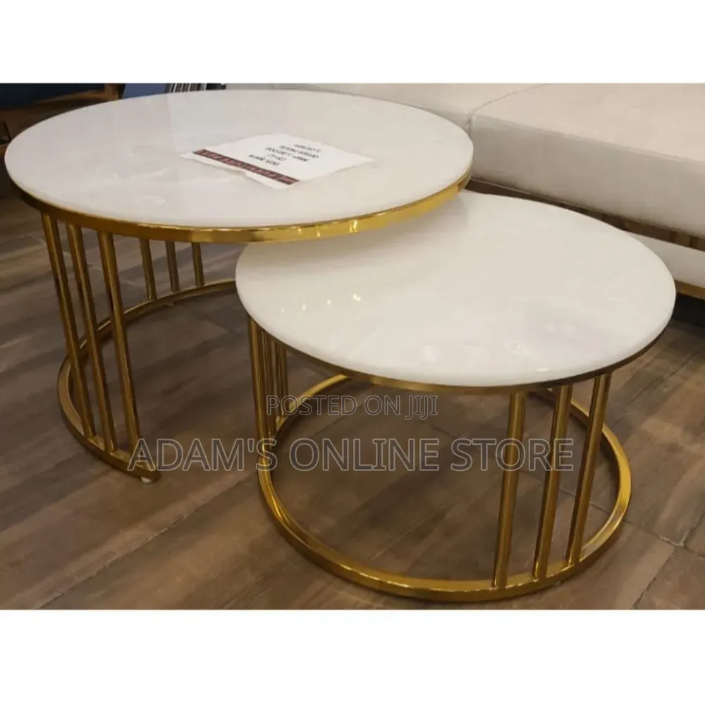 Round Stools in White and Gold Color for Sale