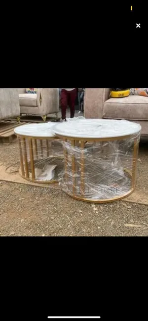 Round Stools in White and Gold Color for Sale