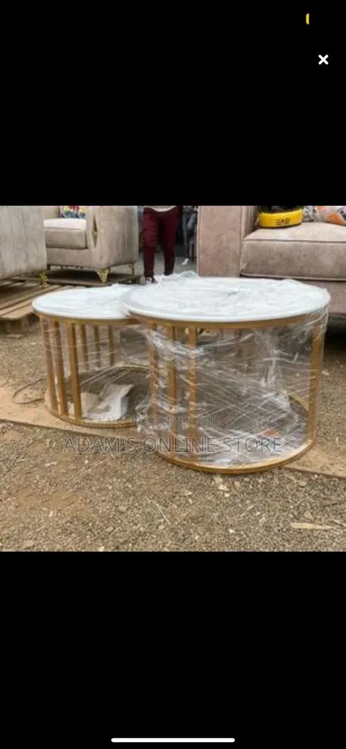 Round Stools in White and Gold Color for Sale