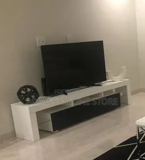 White and Black TV Stand Unit With Led Lights