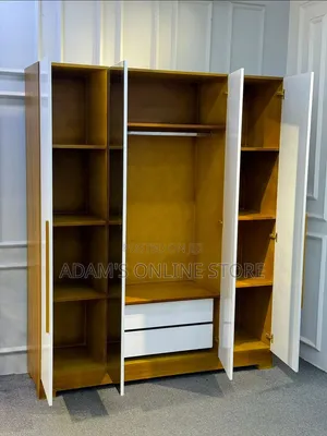 White and Wooden Wardrobe With Mirror on the Doors 153cm Length by 200