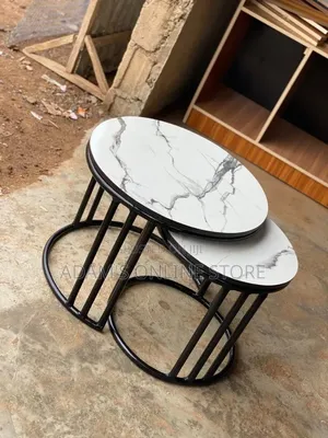 Marble Round Center Table in Black Colour