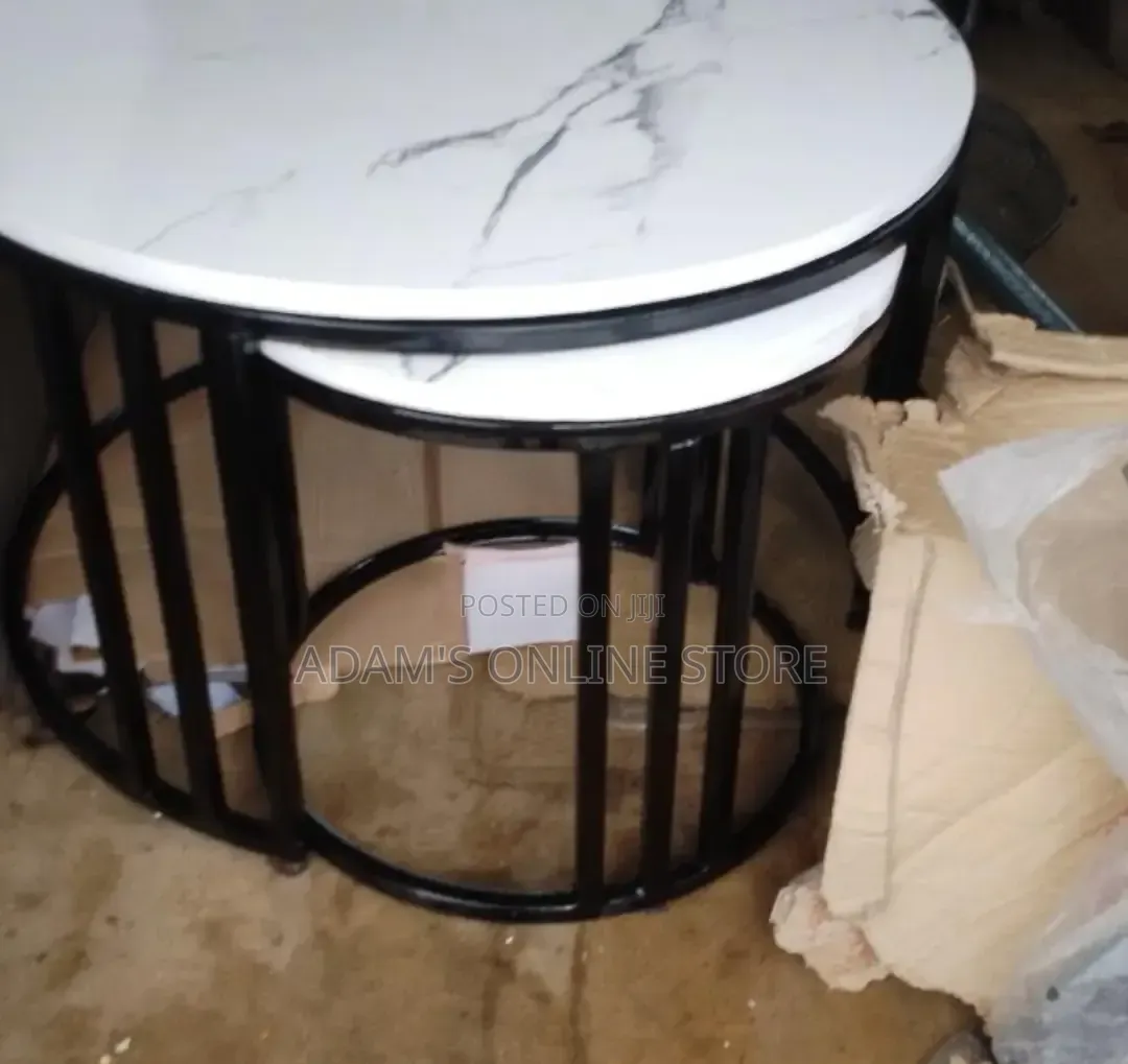 Marble Round Center Table in Black Colour