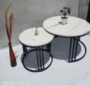 Marble Round Center Table in Black Colour