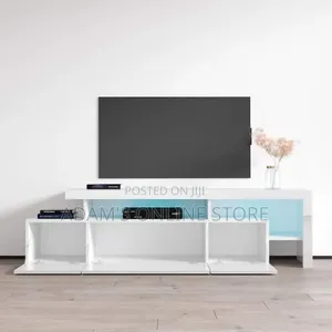 White TV Stand Unit 6ft Length Suitable 75inches and Below