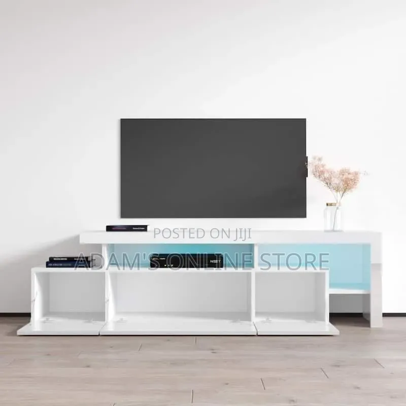 White TV Stand Unit 6ft Length Suitable 75inches and Below