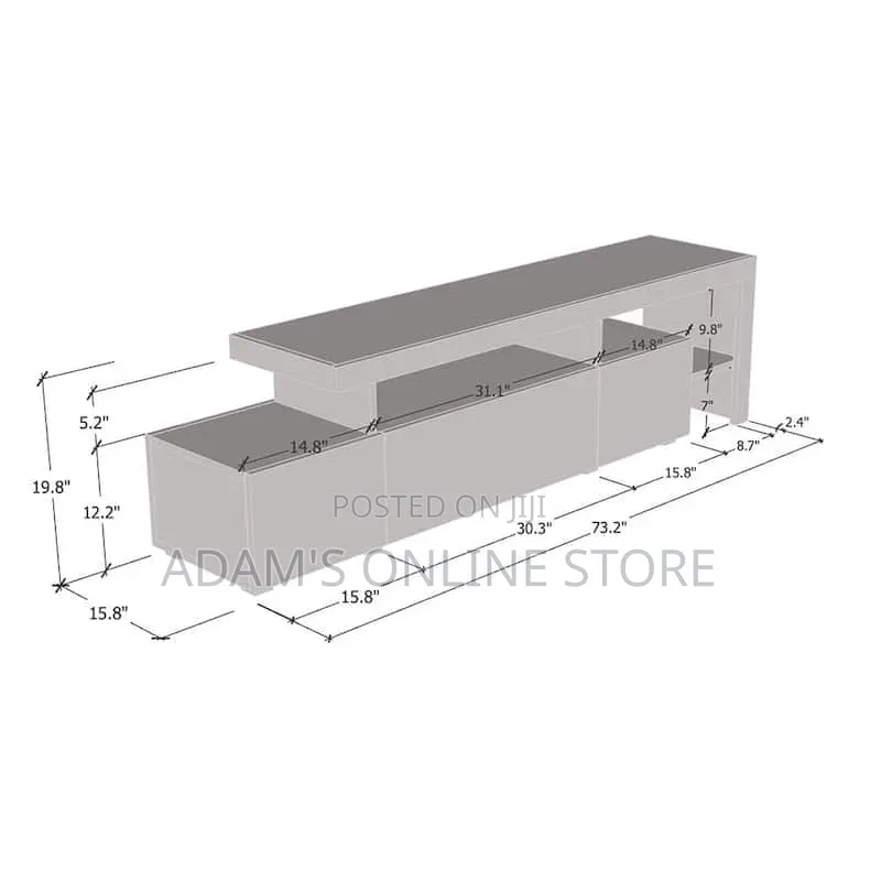 White TV Stand Unit 6ft Length Suitable 75inches and Below