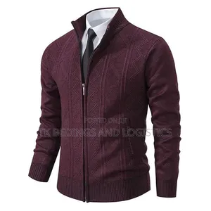 Men Zip Up Cardigan Sweater