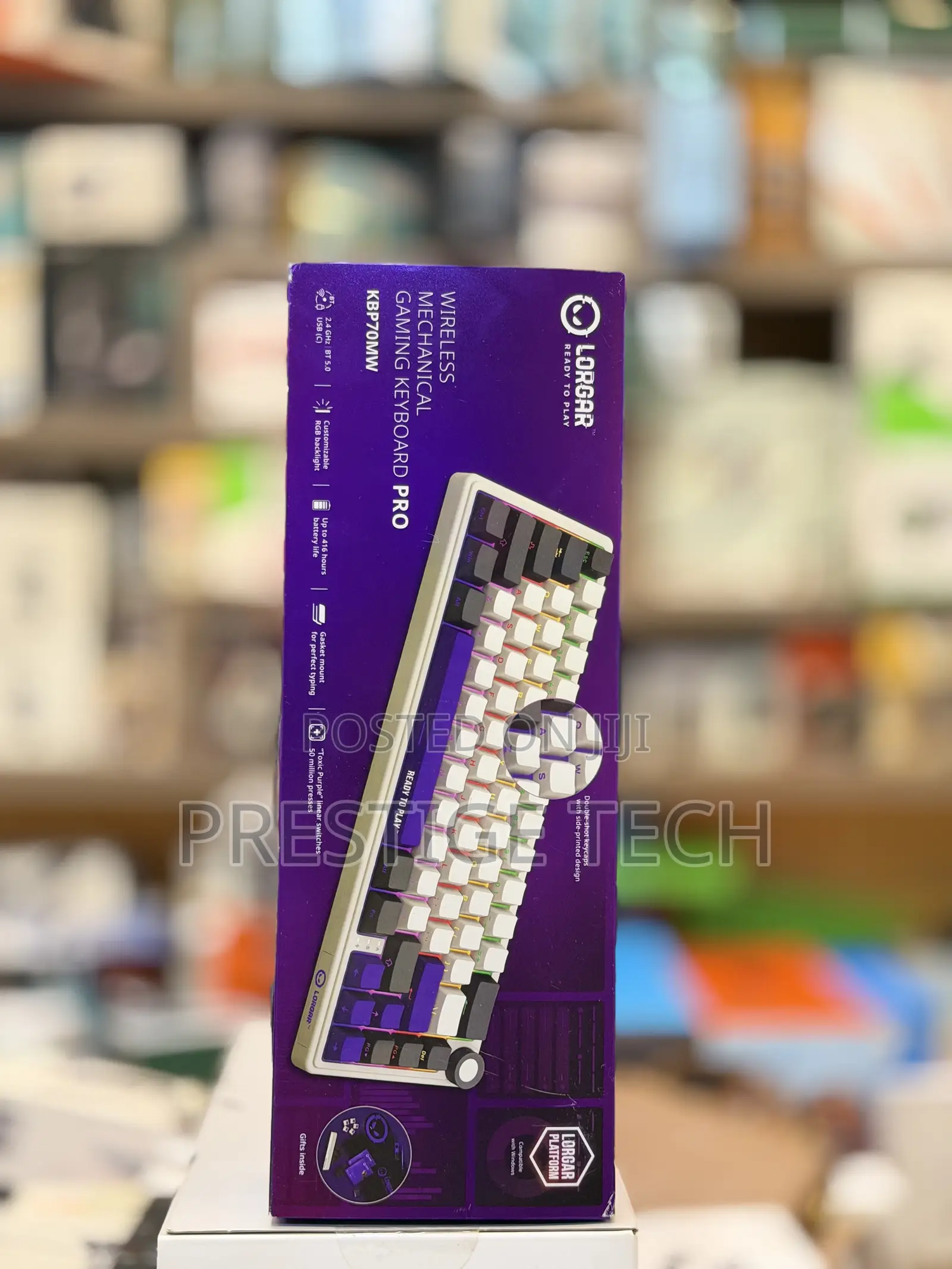 Logar 84 Keys Wireless Mechanical Gaming Keyboard, Purple Switch, RGB