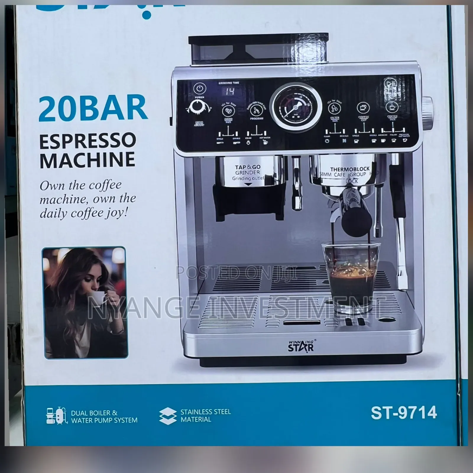 Winning Star ST-9714 20-Bar Semi-Automatic Espresso Coffee Machine