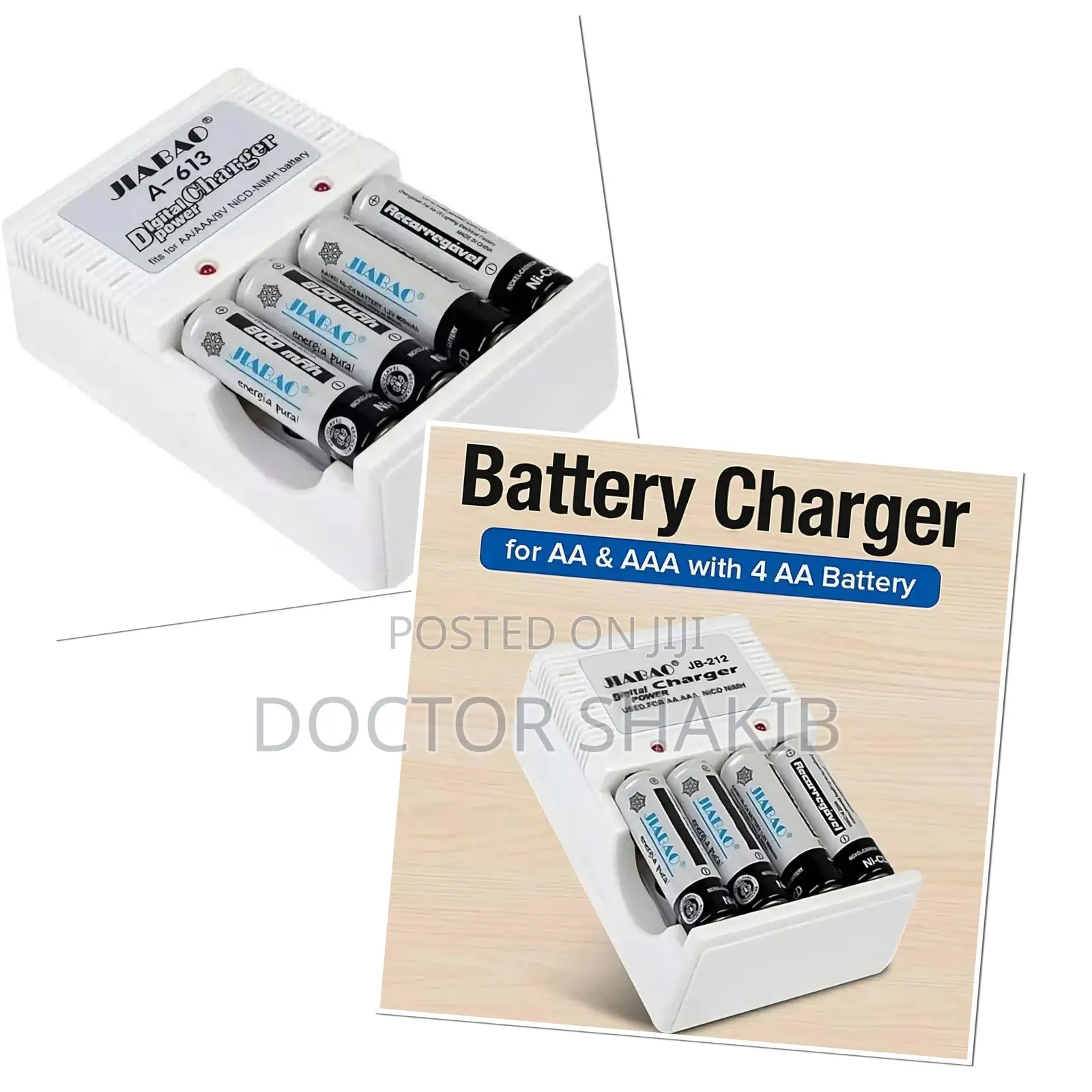 AA/AAA Battery Charger + Set of Batteries - 4 Pieces
