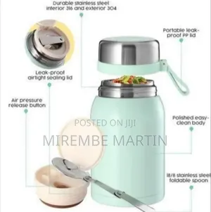 Premium Insulated Stainless Steel Food Jar With Folding Spoon