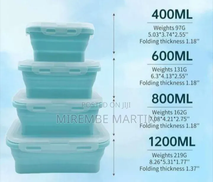Versatile Collapsible Silicone Food Storage Container Set (Pack of 4)
