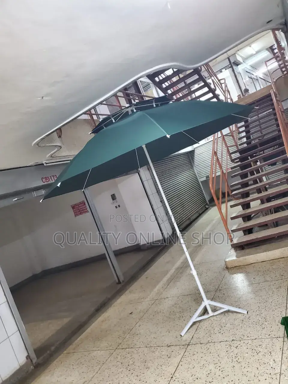 Green Double Top Bar/Beaches Compound Umbrella Outdoor Garden Umbrella