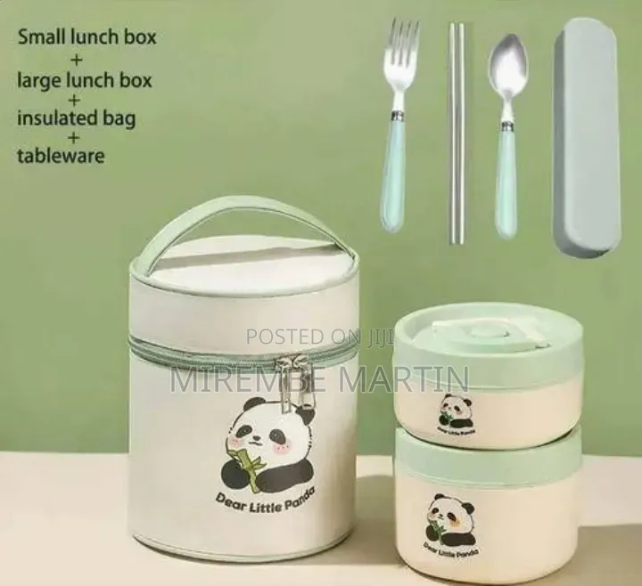 Adorable Panda Insulated Lunch Box Set With Cutlery