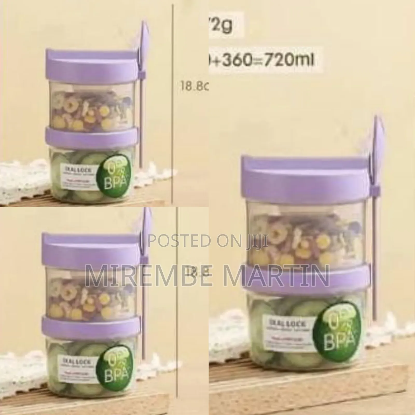 Portable Two-Tier Meal Prep Container With Spoon