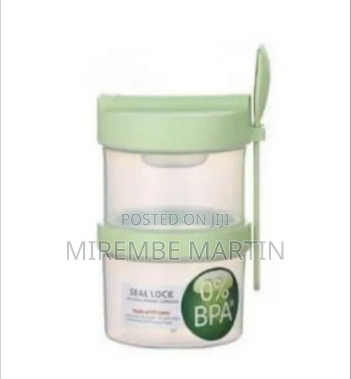 Portable Two-Tier Meal Prep Container With Spoon