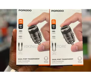 Porodo Dual Port Transparent Car Charger