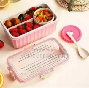 Stylish Two-Tiered Bento Lunch Box With Sauce Container, 2000ml
