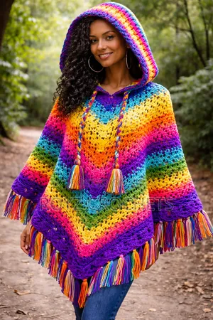Hooded Crochet Poncho