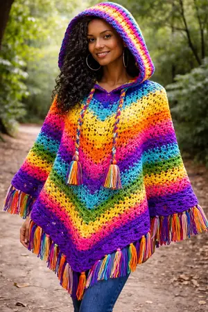 Hooded Crochet Poncho