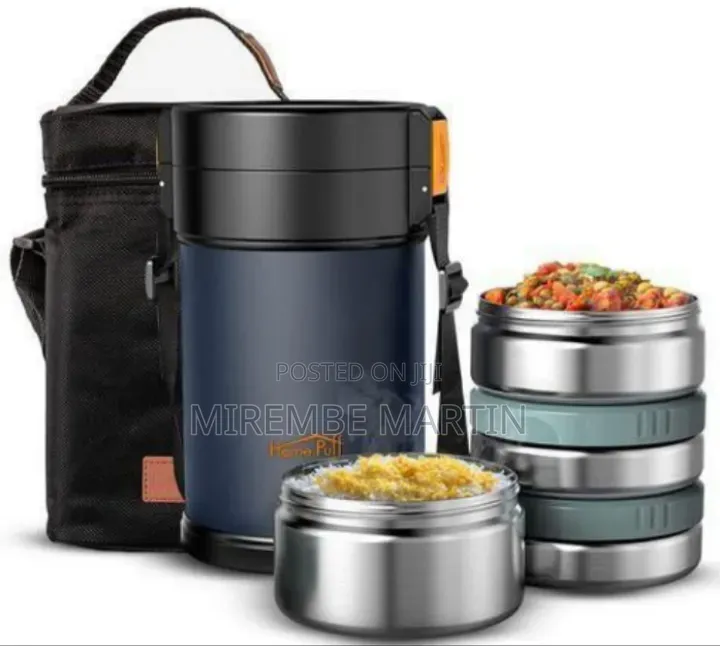 Home Puff Insulated Stackable Food Jar Set With Carrier(2.3L)